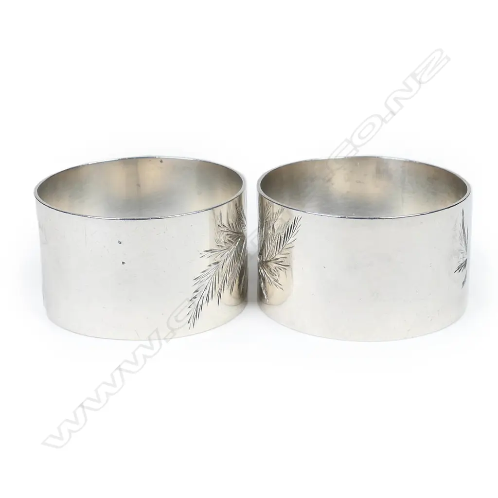 Walter Slaney (Auckland) pair of silver napkin rings, Image 1++